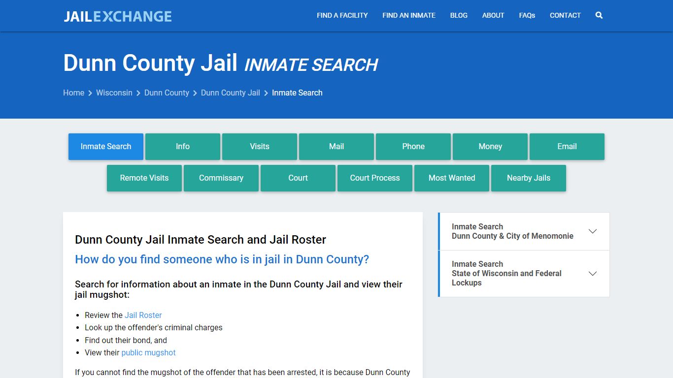 Inmate Search: Roster & Mugshots - Dunn County Jail, WI
